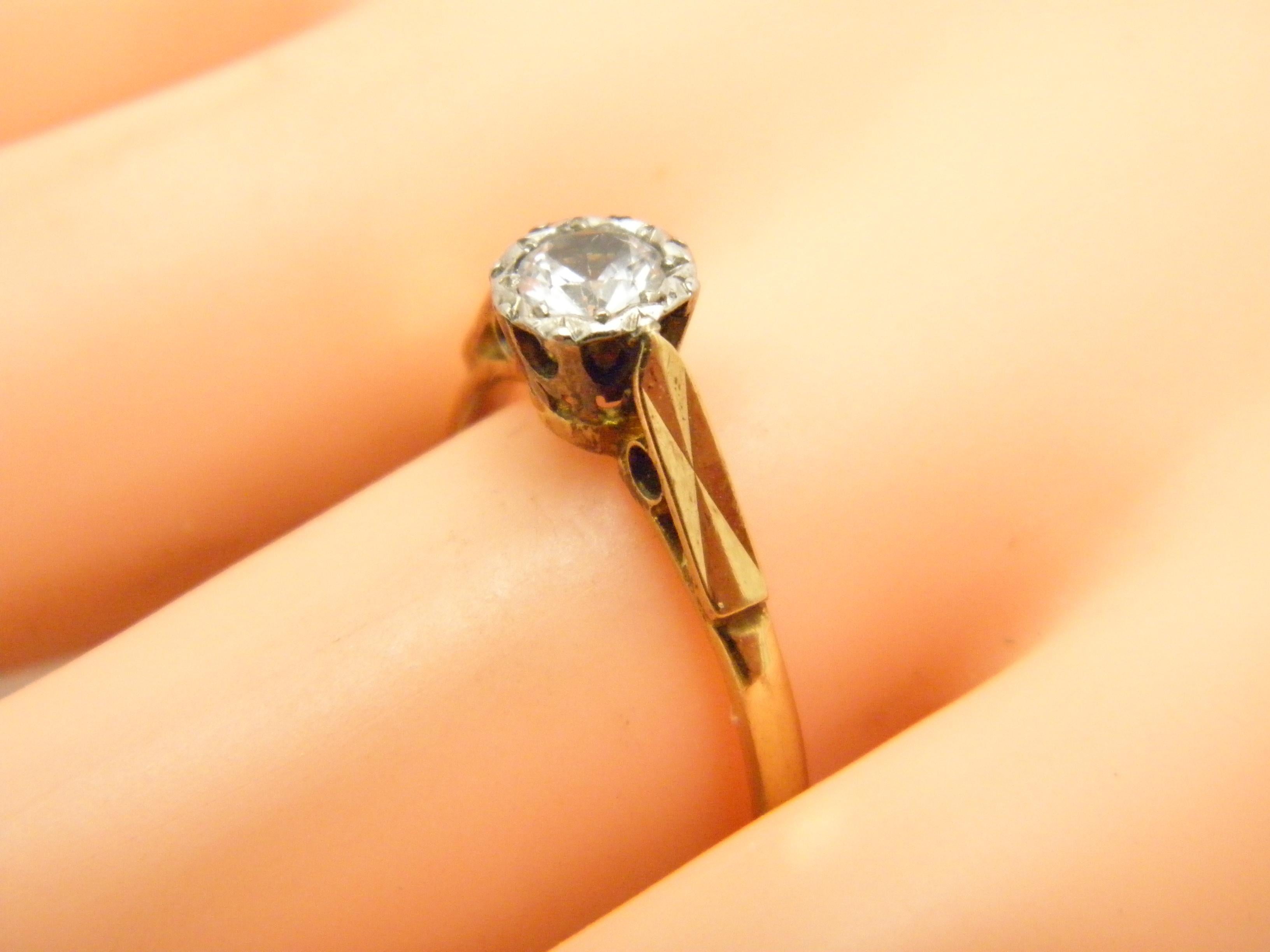Verlobungsring, 18 Karat Gold, Palladium, Diamant, Solitär, Größe P 7,75 750 im Angebot 6
