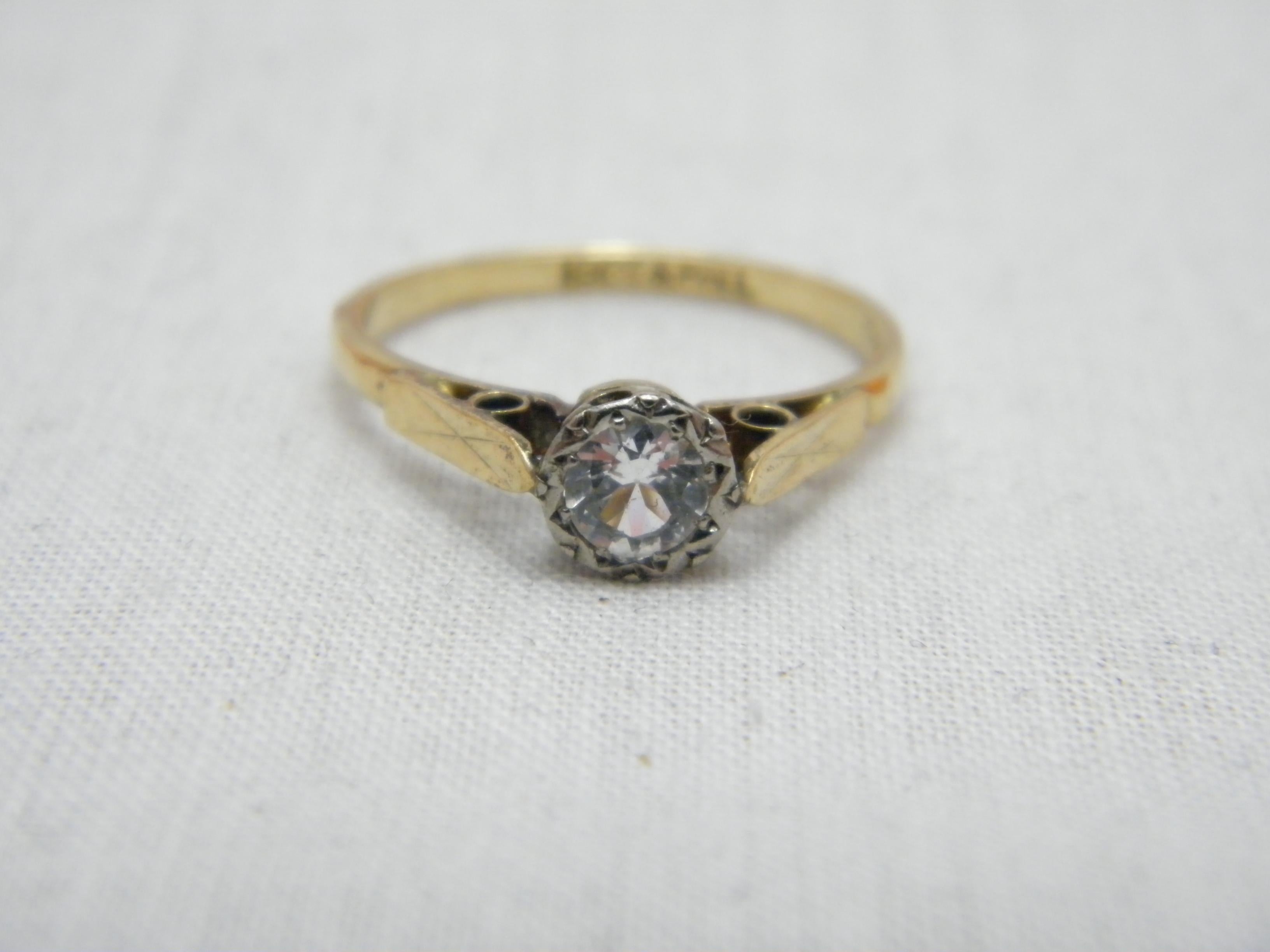 Verlobungsring, 18 Karat Gold, Palladium, Diamant, Solitär, Größe P 7,75 750 (Rundschliff) im Angebot