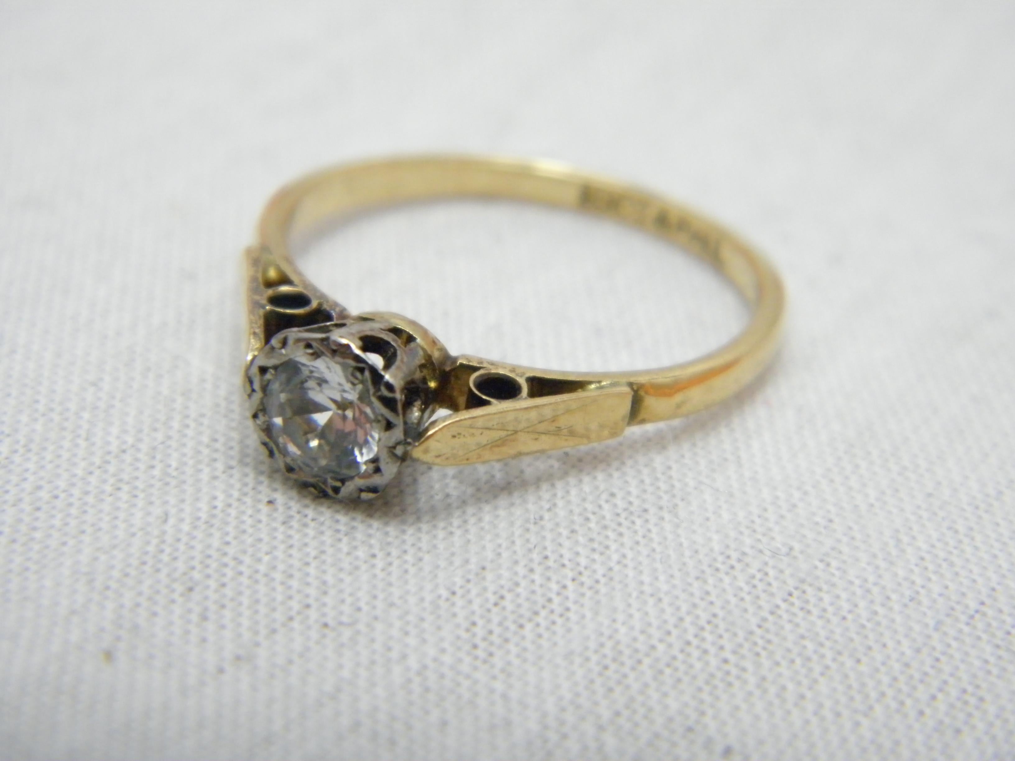 Verlobungsring, 18 Karat Gold, Palladium, Diamant, Solitär, Größe P 7,75 750 im Zustand „Gut“ im Angebot in Camelford, GB