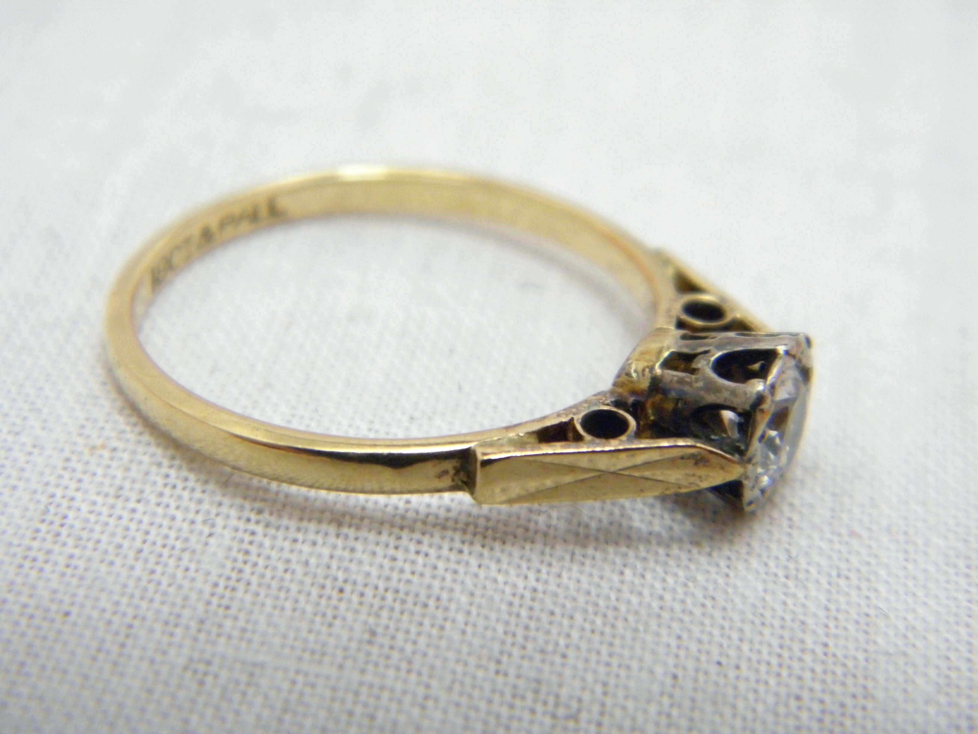 Verlobungsring, 18 Karat Gold, Palladium, Diamant, Solitär, Größe P 7,75 750 Damen im Angebot