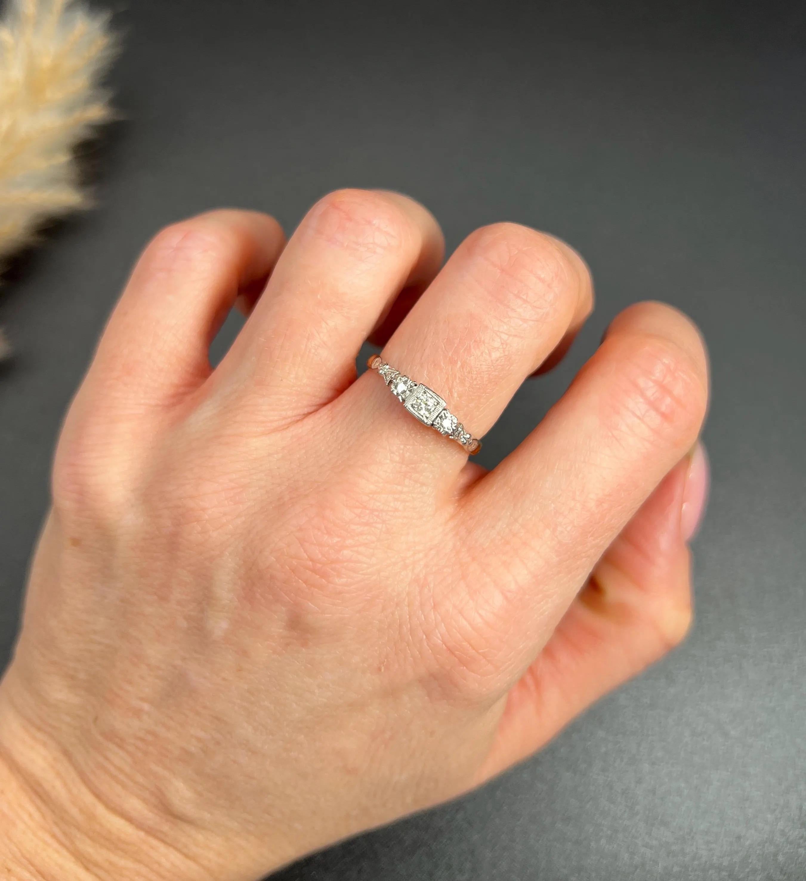 Vintage Trilogy Ring

18ct Gold & Platinum

Circa 1930s

Step back in time with this exquisite 1930s engagement ring, a stunning embodiment of vintage elegance. Crafted from 18ct yellow gold and platinum, this Illusion Trilogy design features a