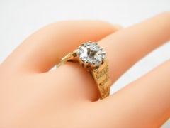 Vintage 18ct Gold Platinum Diamond Heavy Cluster Engagement Ring
