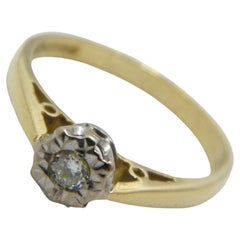 Vintage 18ct Gold Platinum Diamond Solitaire Engagement Ring Size O1/2 7.5 750