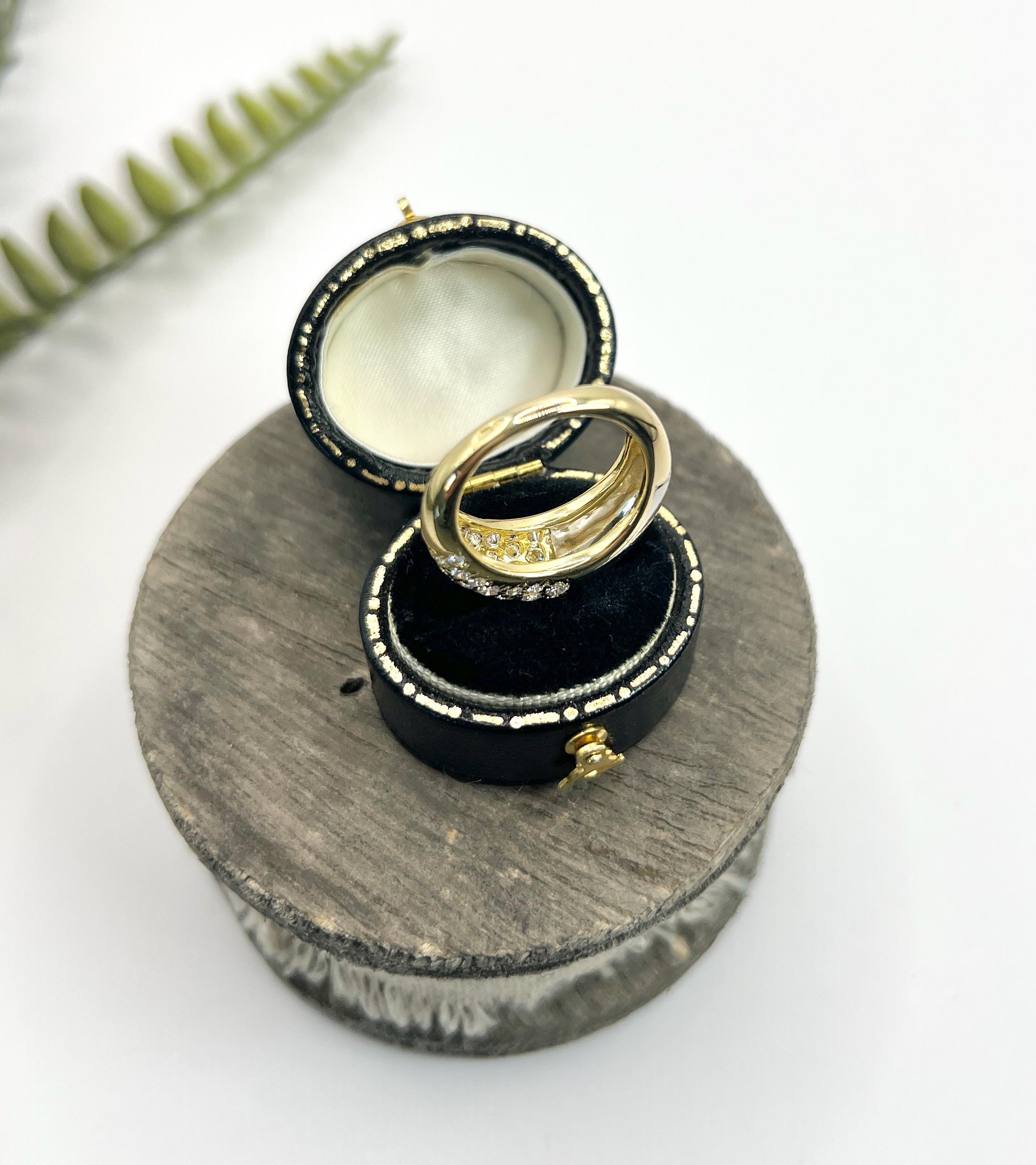 Women's or Men's Vintage 18ct Gold & Platinum , French 1940s Diamond Pave Bombe Cocktail Ring For Sale