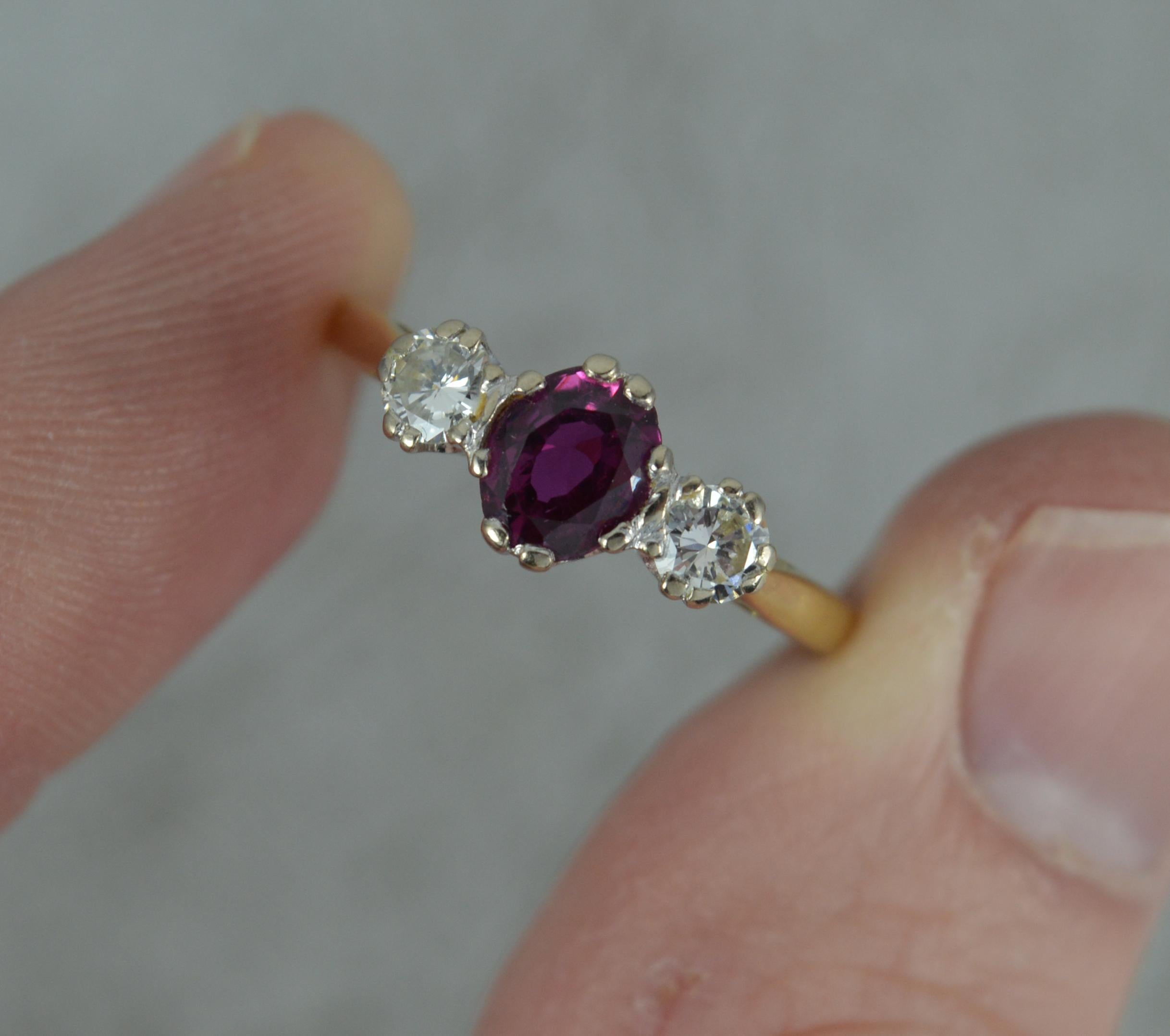 Art Deco Vintage 18ct Gold Platinum Ruby and Diamond Trilogy with 1960's Receipt