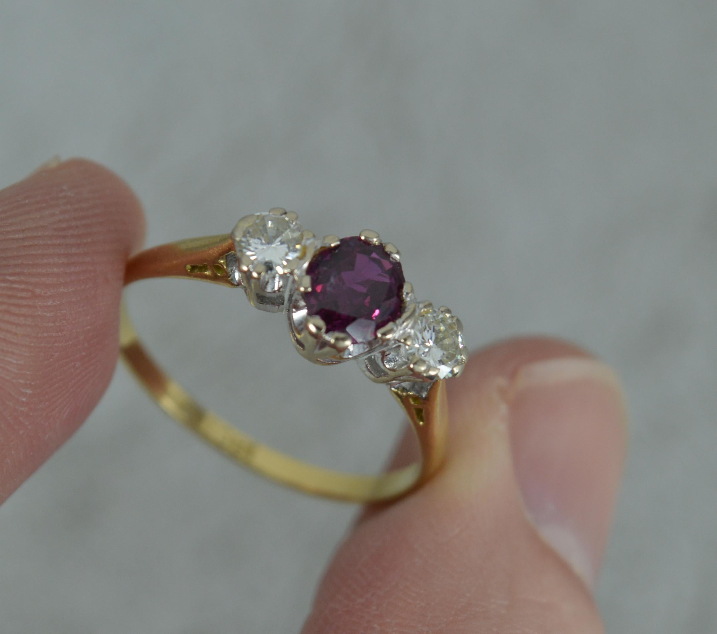Vintage 18ct Gold Platinum Ruby and Diamond Trilogy with 1960's Receipt In Good Condition In St Helens, GB