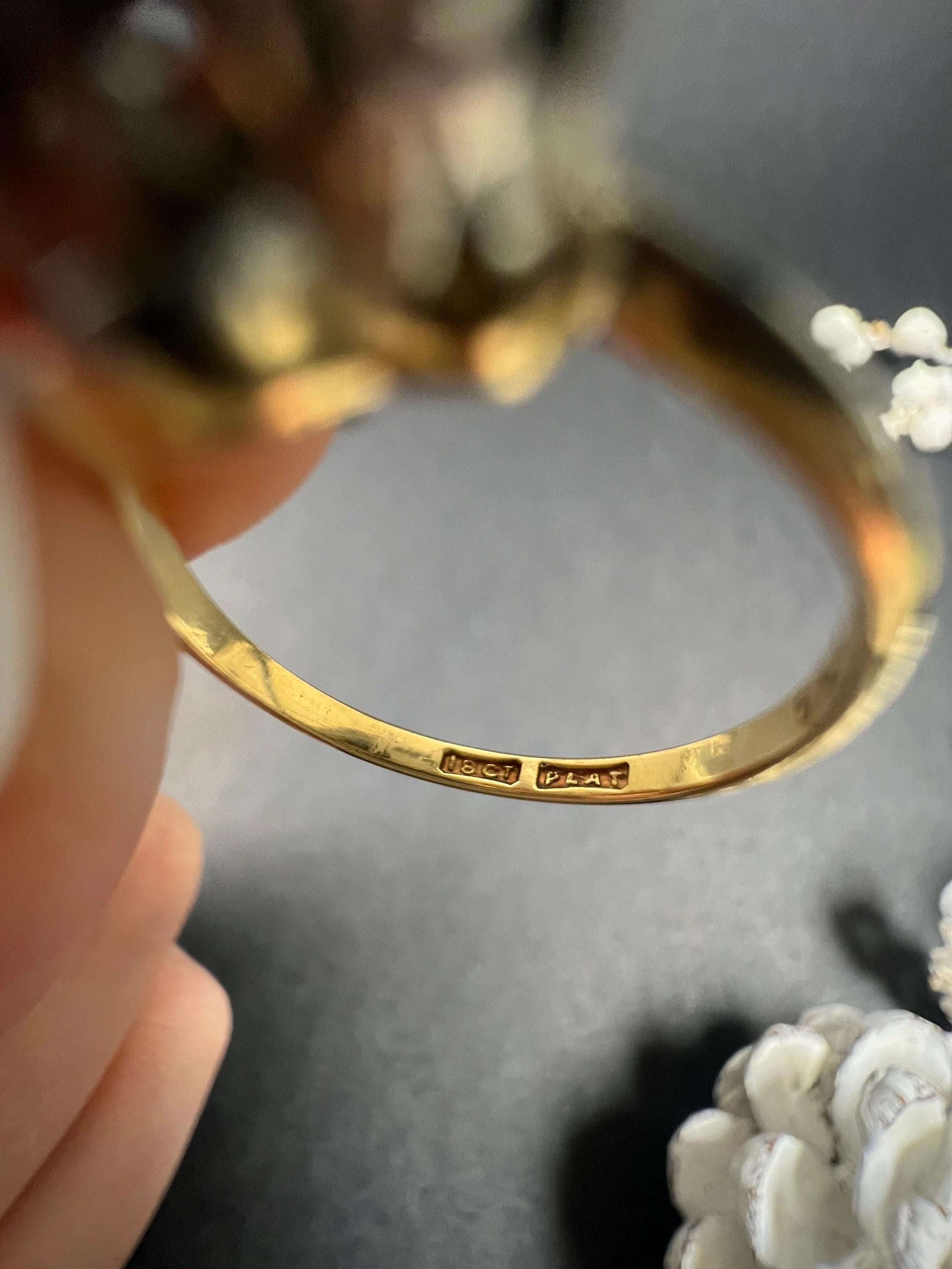 Anillo ilusión de tres piedras con diamantes, 1930, vintage, oro de 18 ct y platino estampado 2