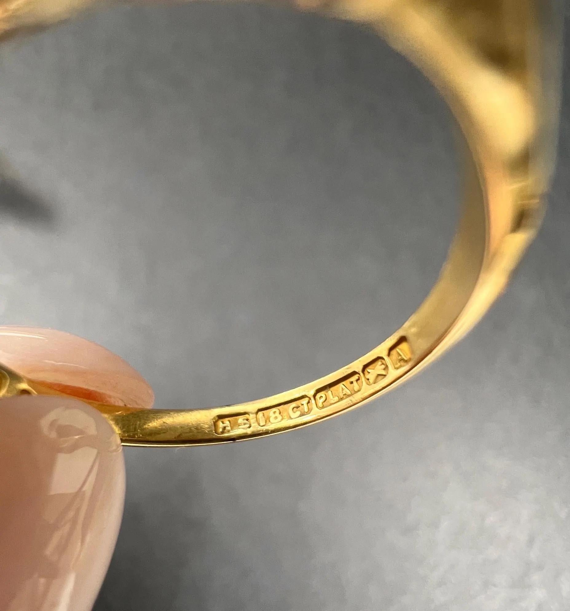 Vintage 18ct Gold & Platinum Stamped, 1980s 5 Stone Diamond Ring For Sale 4