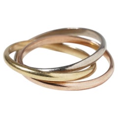 Vintage 18ct Gold Russian Wedding Ring Bands Trinity Three Tone Tri Colour H 3.5