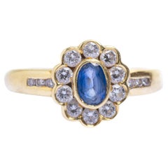 Vintage 18ct Gold Saphir & Diamant Cluster Ring