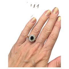 Vintage 18ct Gold, Saphir & Diamant-Cluster-Ring, gestempelt London 1977