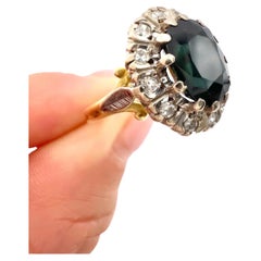 Vintage 18ct Gold, Sapphire & Diamond Oval Cluster Ring, Hallmarked London 1977