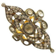 Vintage 18ct Gold Silver 2 Carat Diamond Cluster Nouveau Ring N1/2 7 750 925