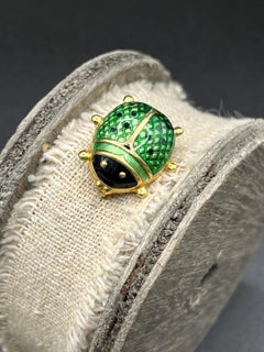 Vintage 18ct Gold Stamped, 1980s Italian Enamel Ladybug Brooch