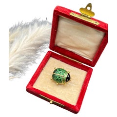 Vintage 18ct Gold Stamped, 1980s Italian Enamel Ladybug Brooch