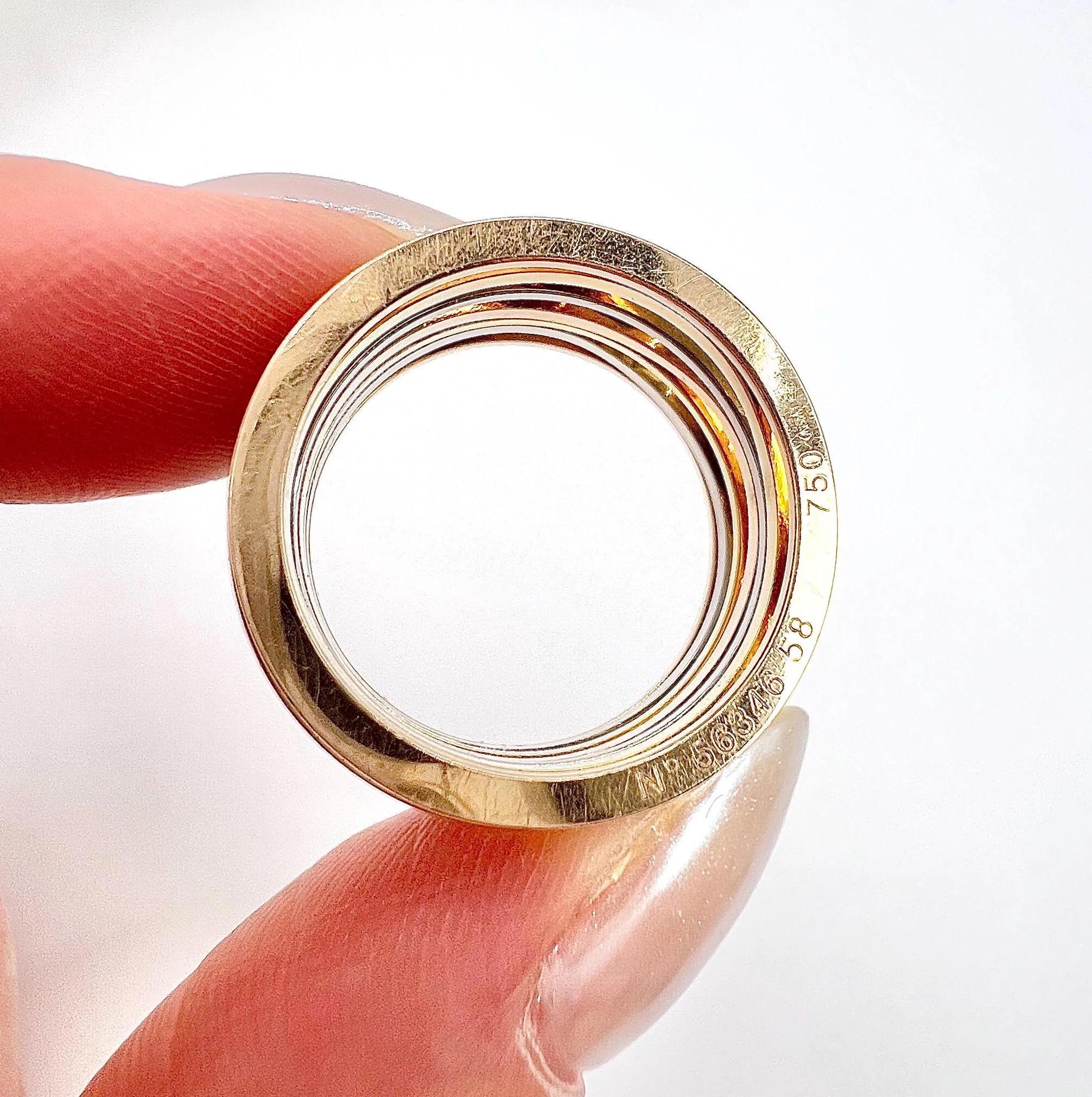 Vintage 18ct Gold Stamped, Omega Ladymatic Three Colour Gold Ripple Band Ring For Sale 6