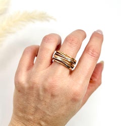 Vintage 18 Karat Gold gestempelter, Omega Ladymatic Dreifarbiger Gold Ripple Bandring, Vintage