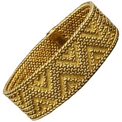 Vintage 18ct Gold Armband mit strukturierten Zickzack-Muster von Marchak c.1970s