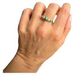 Used 18ct Gold Turquoise & Pearl Carved Ring