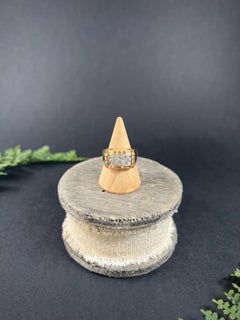 Bague cocktail Tank des années 1940, or rose 18 carats, deux rangées de diamants