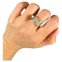 Vintage 18ct Rose Gold, 1940s Two Row Diamond, Tank Cocktail Ring