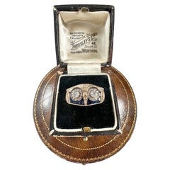 Anello da cocktail con gufo in oro rosa 18ct, zaffiro e diamanti, vintage, anni '70