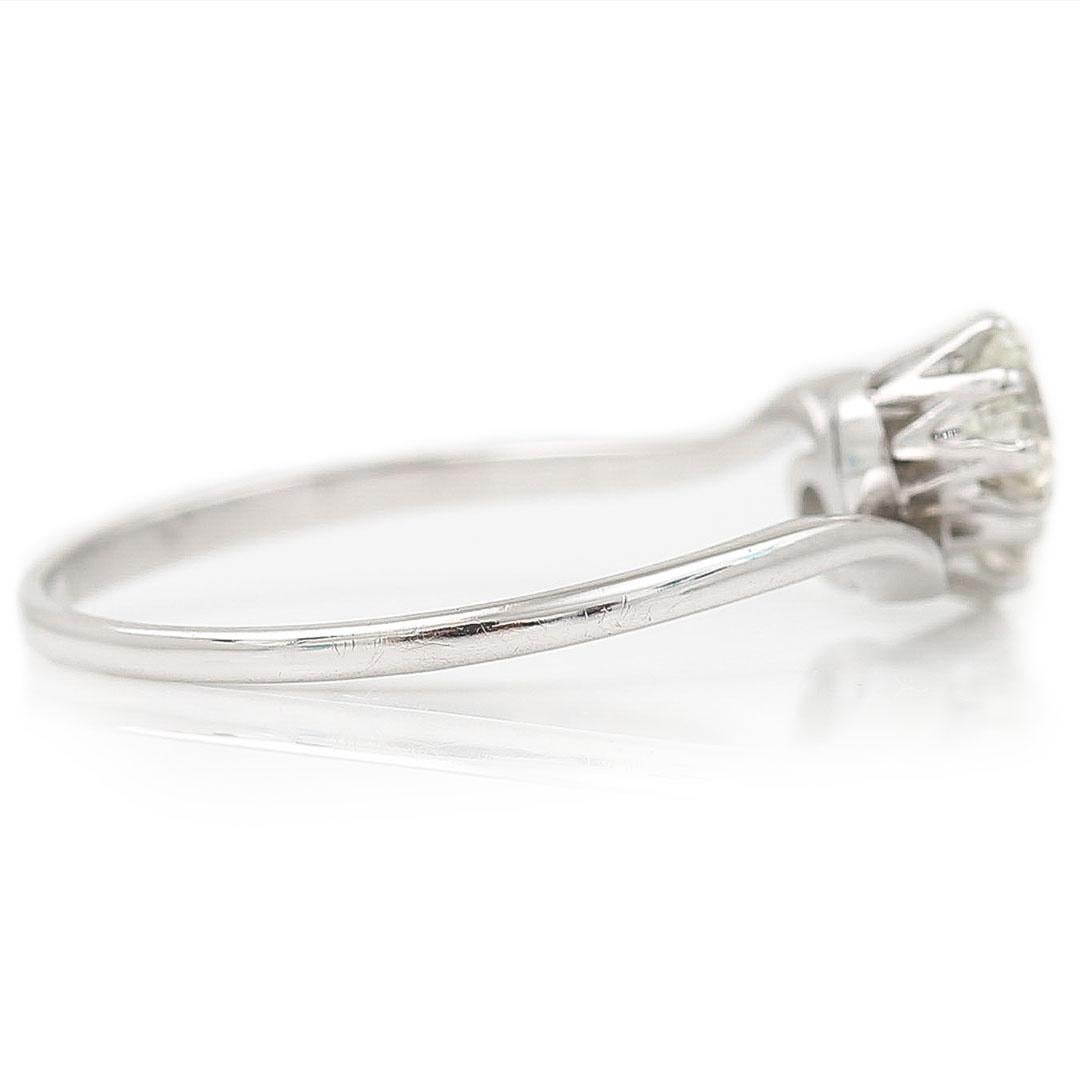 Vintage 18ct White Gold 0.95ct Toi Et Moi Diamond Two Stone Crossover Ring In Good Condition In Lancashire, Oldham