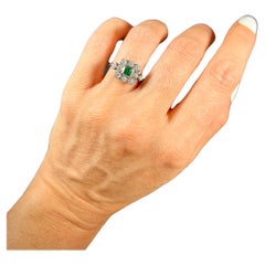 Vintage 18ct White Gold, 1940’s Emerald Diamond Square Cluster Ring