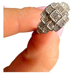 Vintage 18ct White Gold 1950’s Diamond Plaque Ring