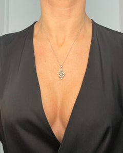 Vintage 18ct White Gold, 1980s 1.20 Carat Diamond Swirl Pendant Necklace