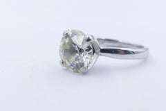 Vintage 18 Carat White Gold 3.55 Carat Old Brilliant Cut Diamond Solitaire Ring
