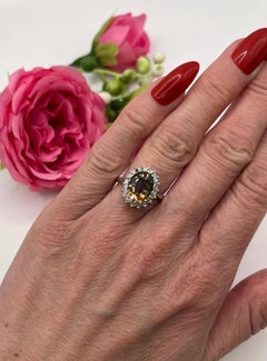 Vintage-Ring aus 18-karätigem Weißgold mit zweifarbigen Turmalinen und Diamanten, CIRCA 1980