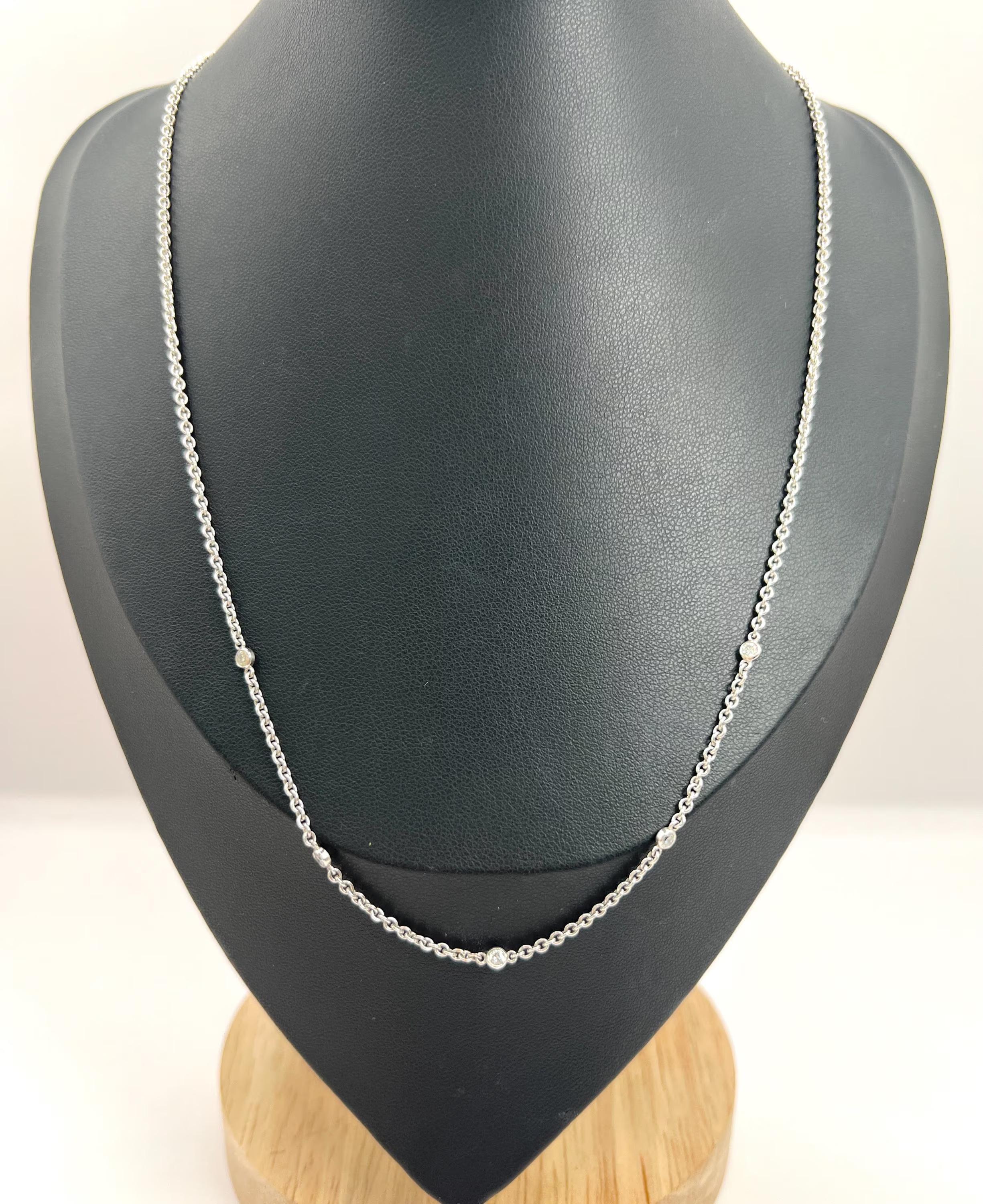 Brilliant Cut Vintage 18ct White Gold, Diamond Set Trace Link Chain with Lobster Clasp For Sale