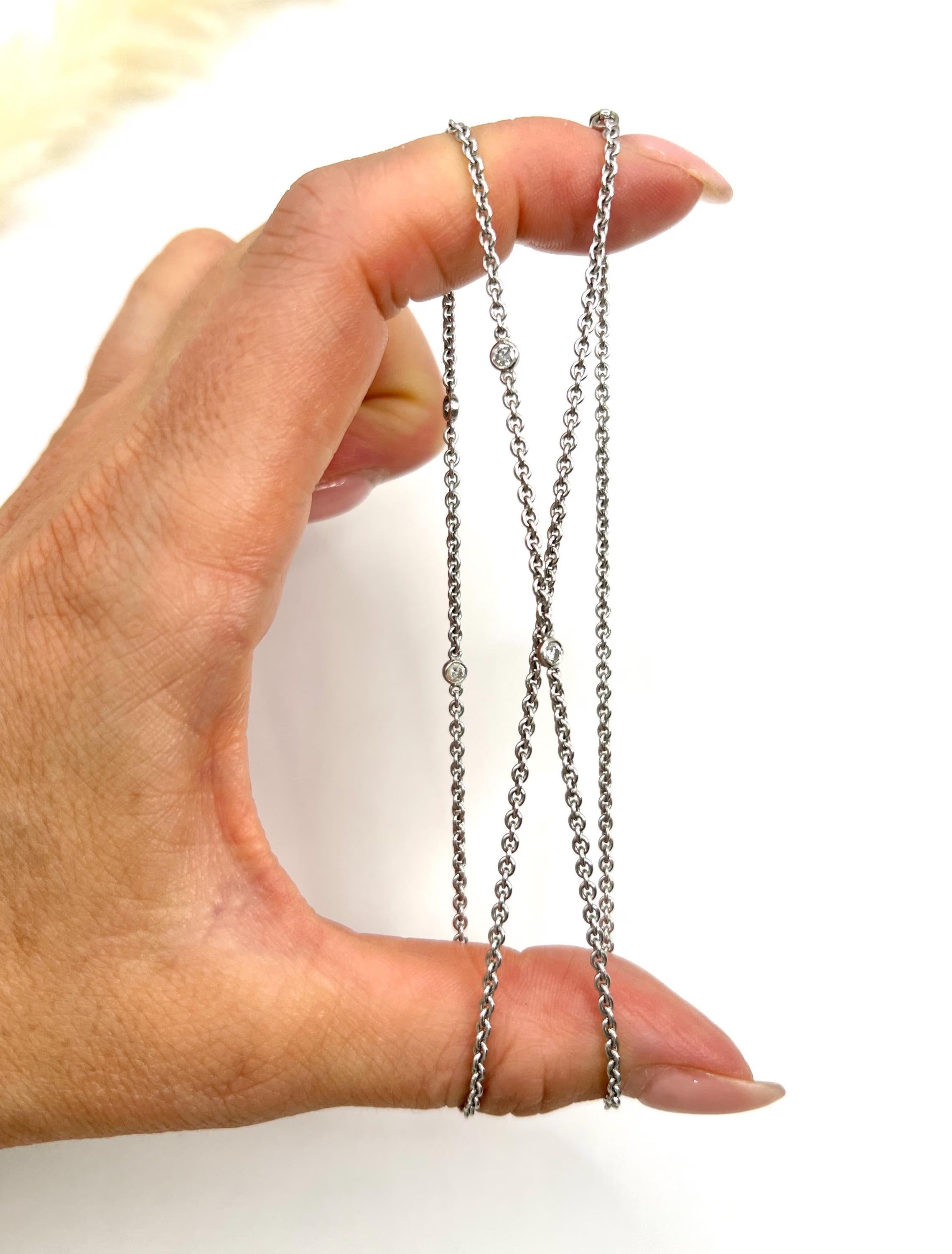 Vintage 18ct White Gold, Diamond Set Trace Link Chain with Lobster Clasp For Sale 3