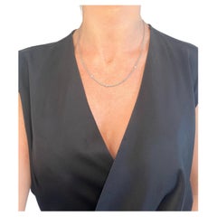 Catena a maglie con diamanti incastonati in oro bianco 18ct vintage con chiusura a moschettone