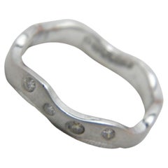 Vintage 18ct White Gold Diamond Wave Wedding Engagement Ring 750 Size J 1/2 5
