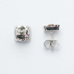 Vintage 18ct White Gold Earrings with Diamonds and Rubies