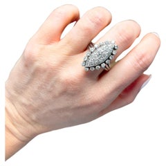 Vintage 18ct White Gold French Marquise Diamond Ring