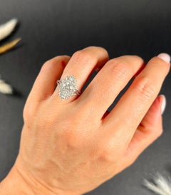 Vintage 18ct White Gold French Stamped, 2 Carat Marquise/Navette Diamond Ring