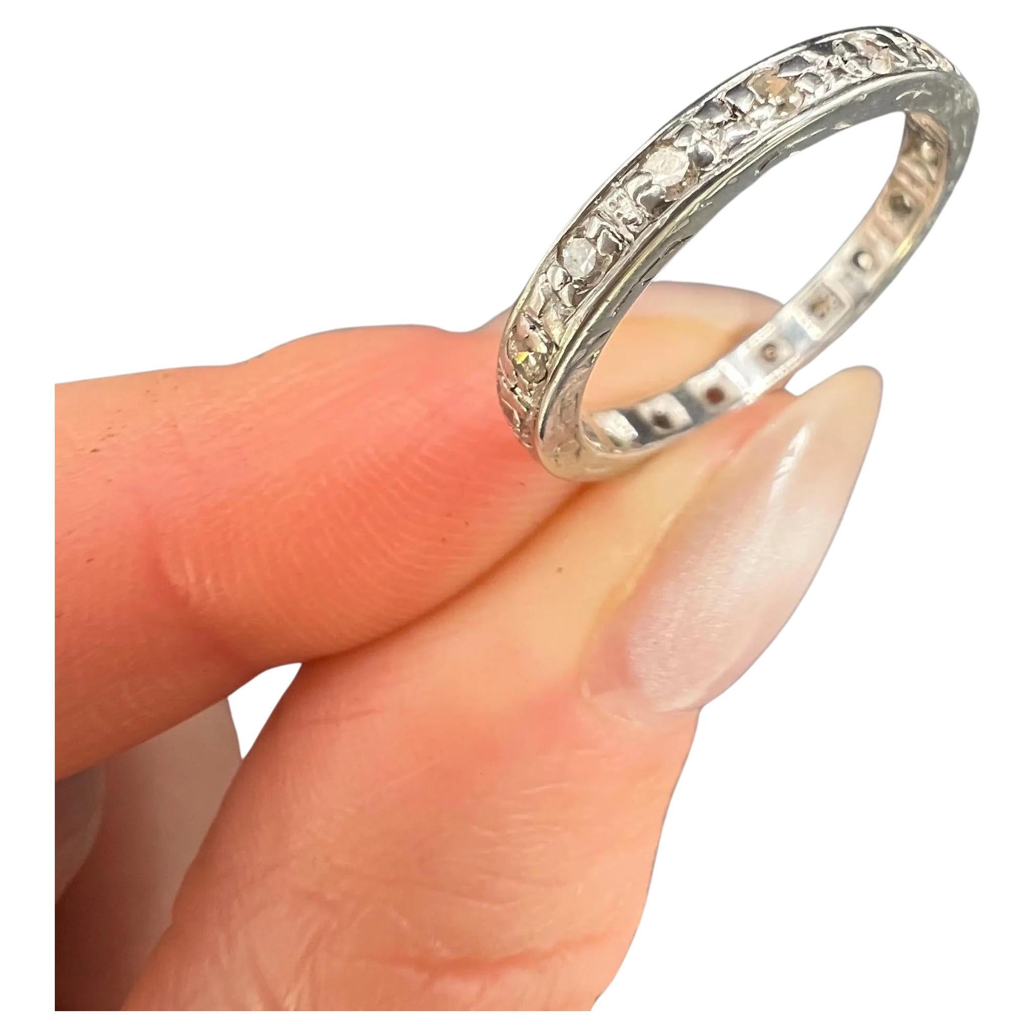 Anillo Vintage de Oro Blanco de 18 ct, Eternidad Completa de Diamantes, Hallmarked Birmingham 1990