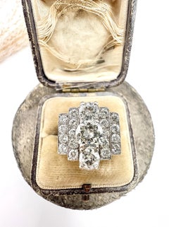 Vintage 18ct White Gold & Platinum, 1960s 3.50ct  Diamond Cocktail Tank Ring