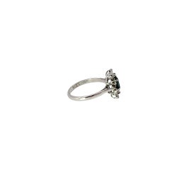 Vintage 18ct White Gold & Platinum Sapphire and Diamond Cluster Ring