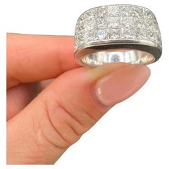 Vintage 18ct White Gold, Rectangular Shaped 3 Carat Princess Cut Diamond Ring