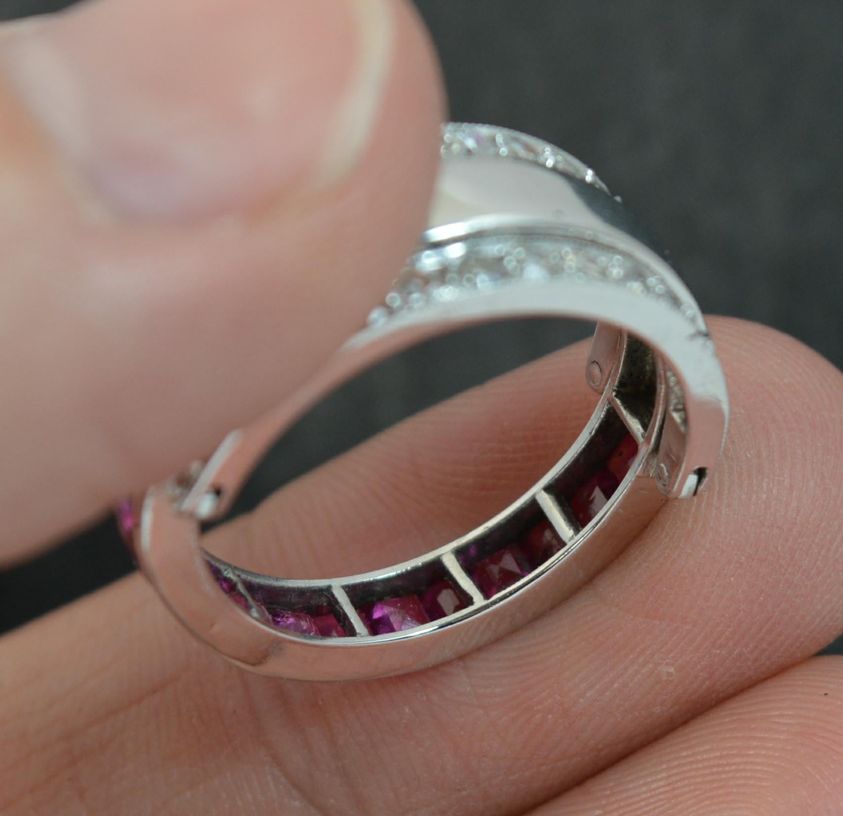 Vintage 18 Carat White Gold Ruby and Diamond Day and Night Eternity Stack Ring 3