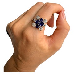 Retro 18ct White Gold Sapphire & Diamond Ring