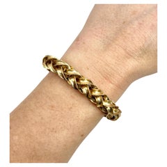 Vintage 18ct Yellow Gold, 1940s Fancy Twist Link Bracelet with Integral Clasp