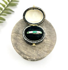 Vintage 18ct Yellow Gold, 1980s Emerald & Diamond Half Eternity Ring