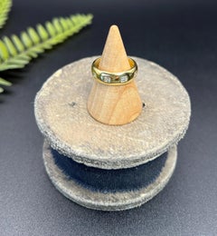 Vintage 18ct Yellow Gold, 1980s Square Cut Natural Diamond Set Band Ring