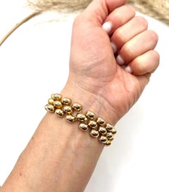 Bracciale a tre file di bolle d'aria vintage in oro giallo 18 ct, anni '80