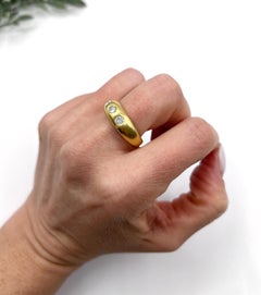Vintage 18ct Yellow Gold, 3 Stone Diamond Band Ring, Hallmarked London 1992